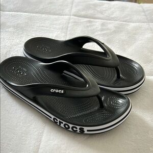 CROCS Black and White Flip Flops